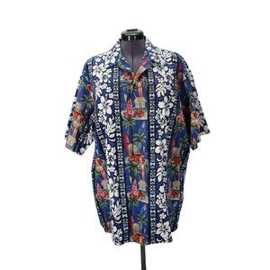RJC Men’s Size 2XL Hawaiian Shirt Surf Tiki Luau Button Front